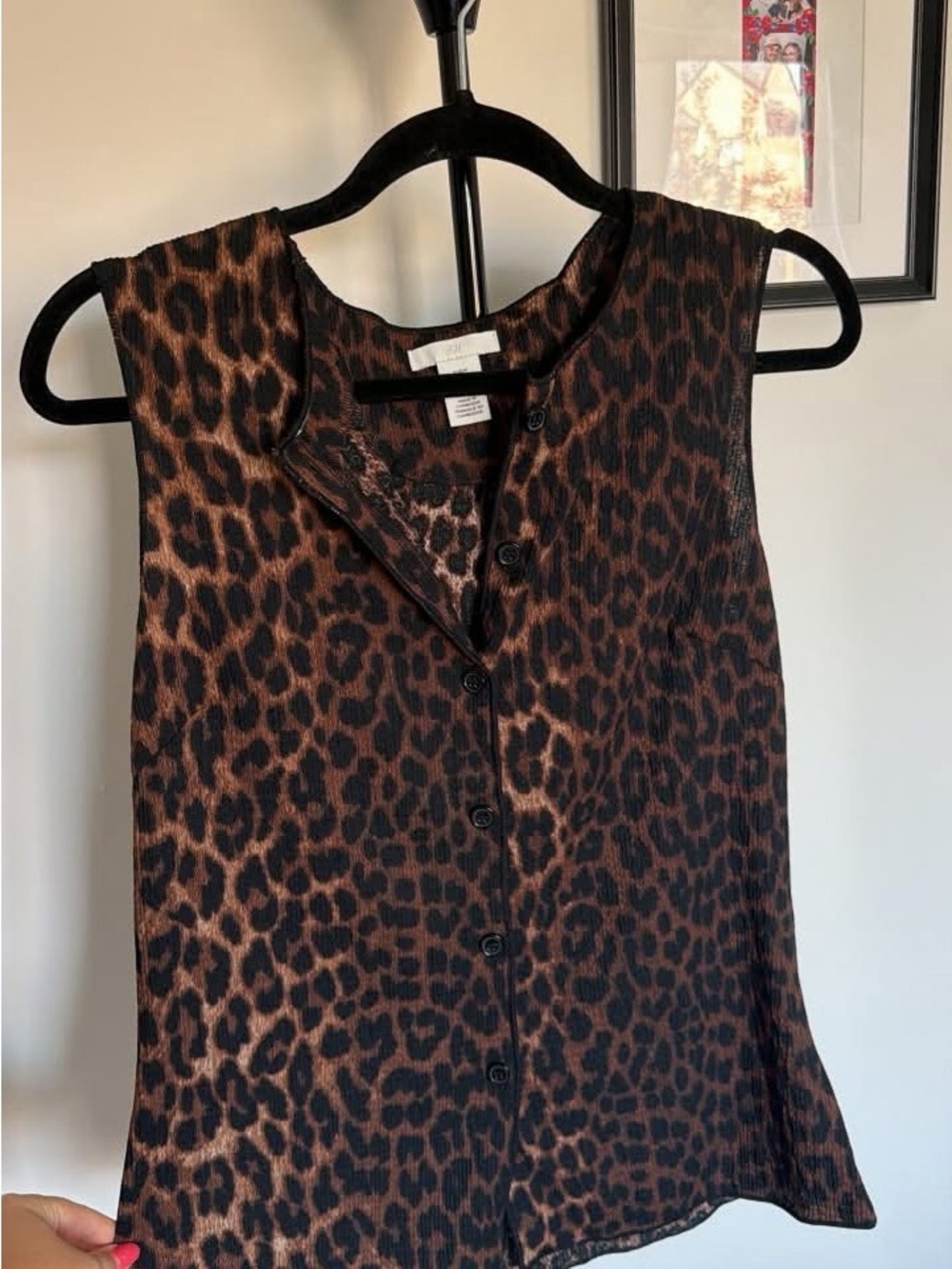 H&M Leopard Print Sleeveless Button-Front Camisole - Brown/Black